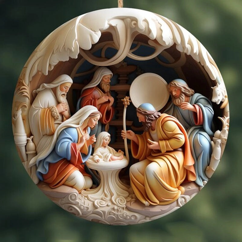 Independent Station Nativity Christmas Ornament Acrylic 3D Effect Christmas Hanging Ornaments