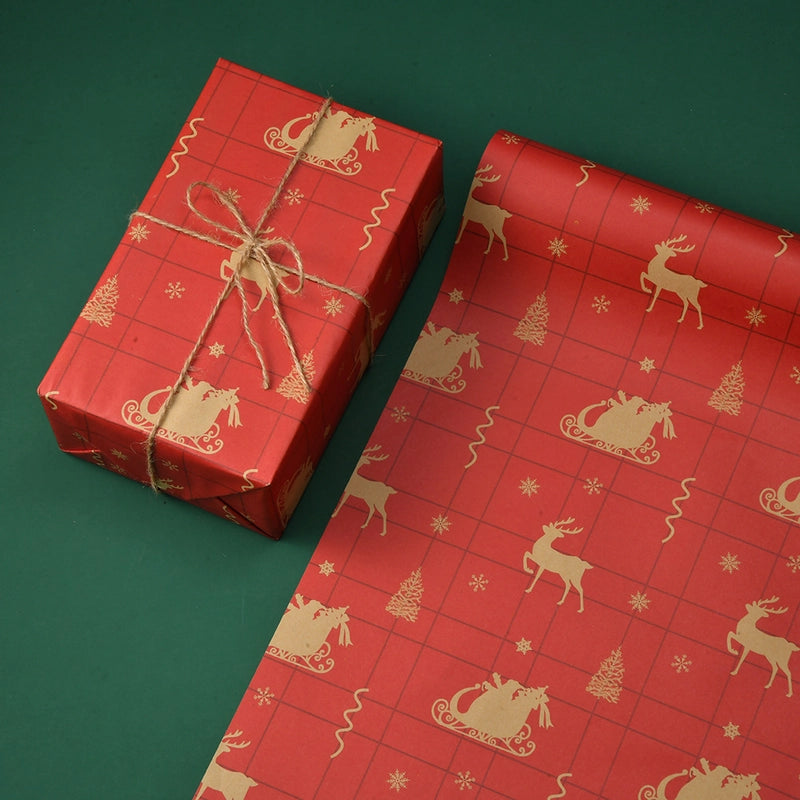 Christmas Gift Wrapping Paper Thickened Christmas Cowhide Wrapping Paper Christmas Tree Elk Gift Box Wrapping Paper