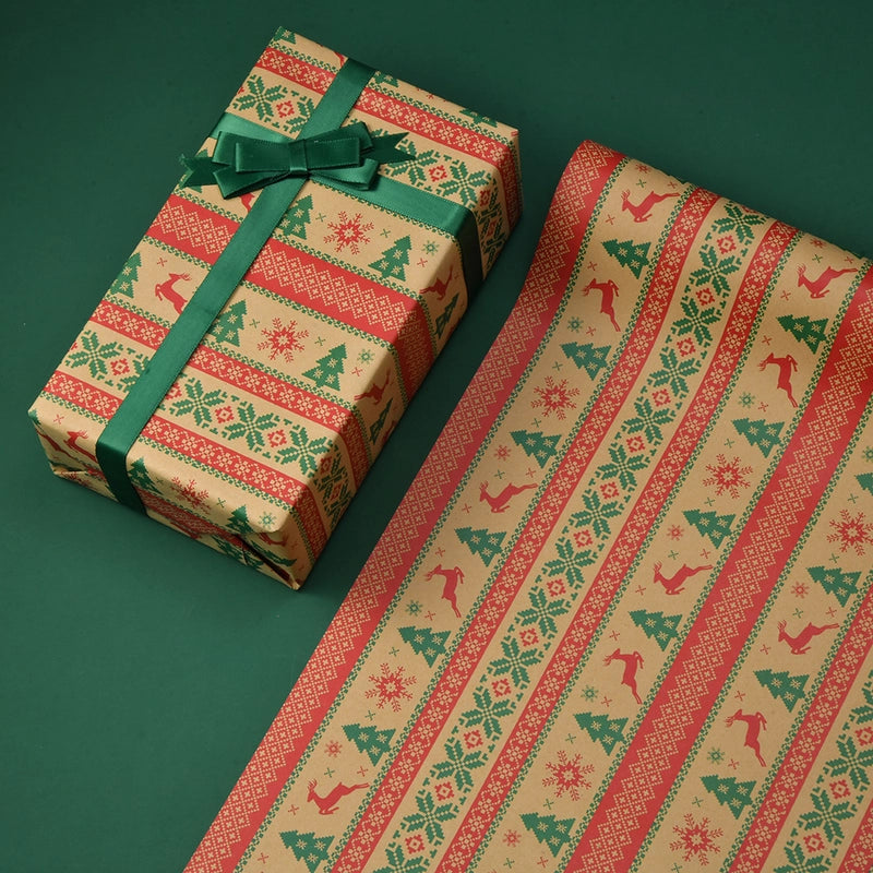 Christmas Gift Wrapping Paper Thickened Christmas Cowhide Wrapping Paper Christmas Tree Elk Gift Box Wrapping Paper