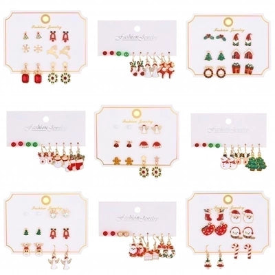 Cartoon Style Cute Classic Style Christmas Tree Santa Claus Bell Alloy Stoving Varnish Plating Inlay Rhinestones Zircon 18k Gold Plated Silver Plated Christmas Women's Jewelry Set