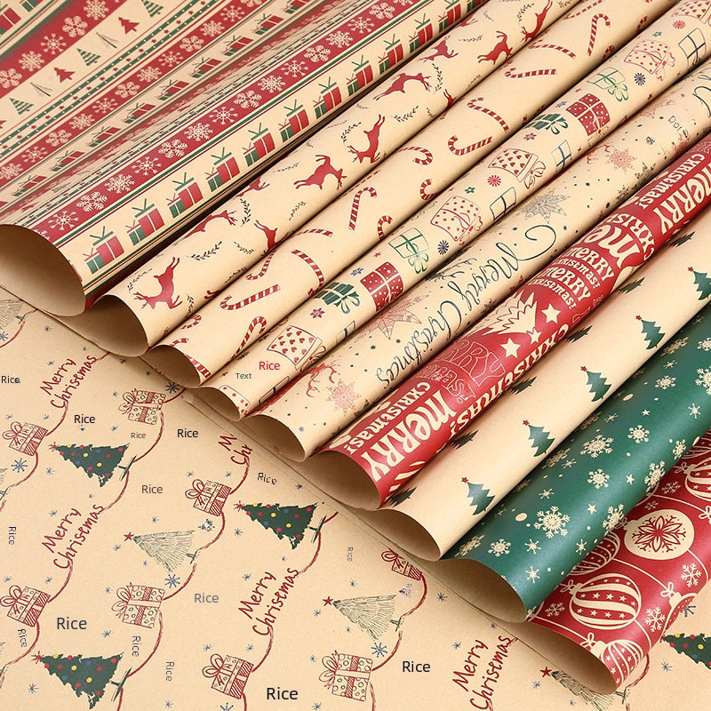 Christmas Gift Wrapping Paper Thickened Christmas Cowhide Wrapping Paper Christmas Tree Elk Gift Box Wrapping Paper