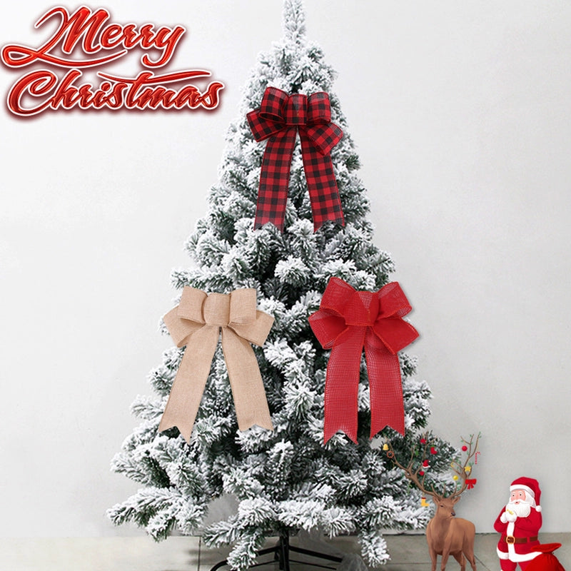 Amazon Christmas Decorations Bow Handmade Linen Bow Festive Atmosphere Decoration Christmas Tree Wreath