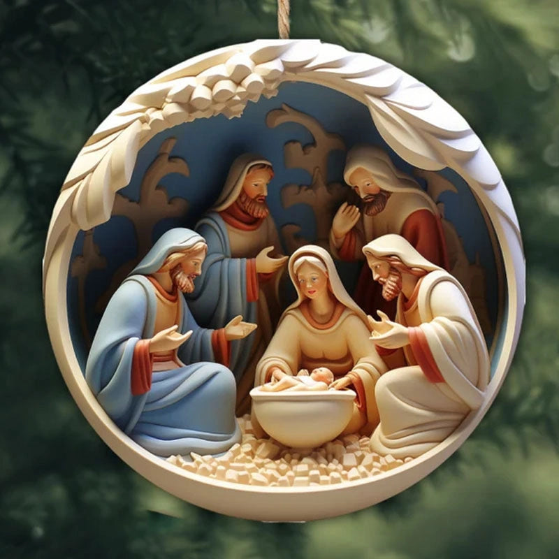 Independent Station Nativity Christmas Ornament Acrylic 3D Effect Christmas Hanging Ornaments