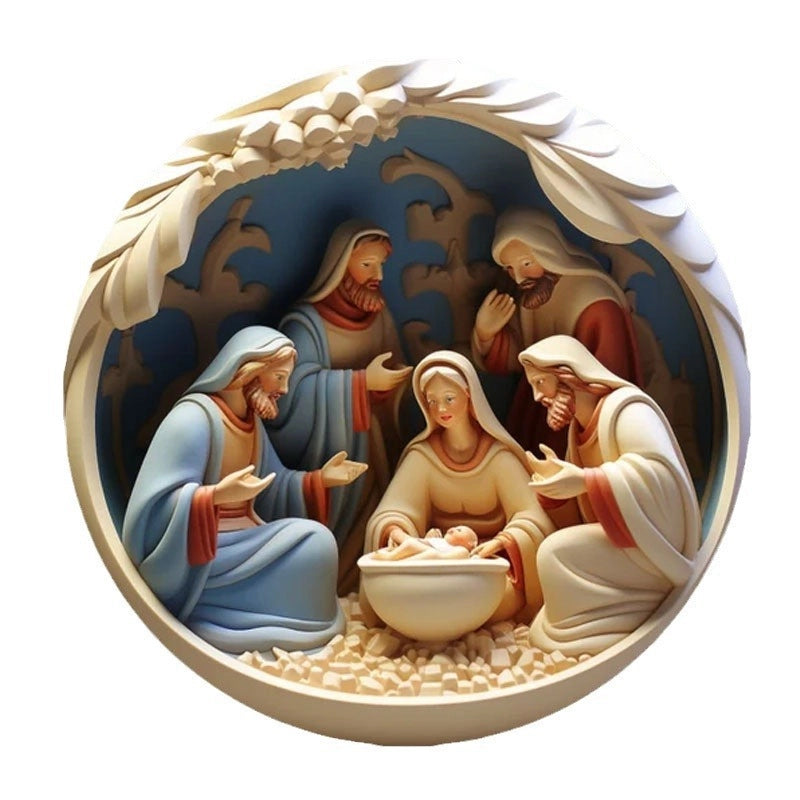 Independent Station Nativity Christmas Ornament Acrylic 3D Effect Christmas Hanging Ornaments