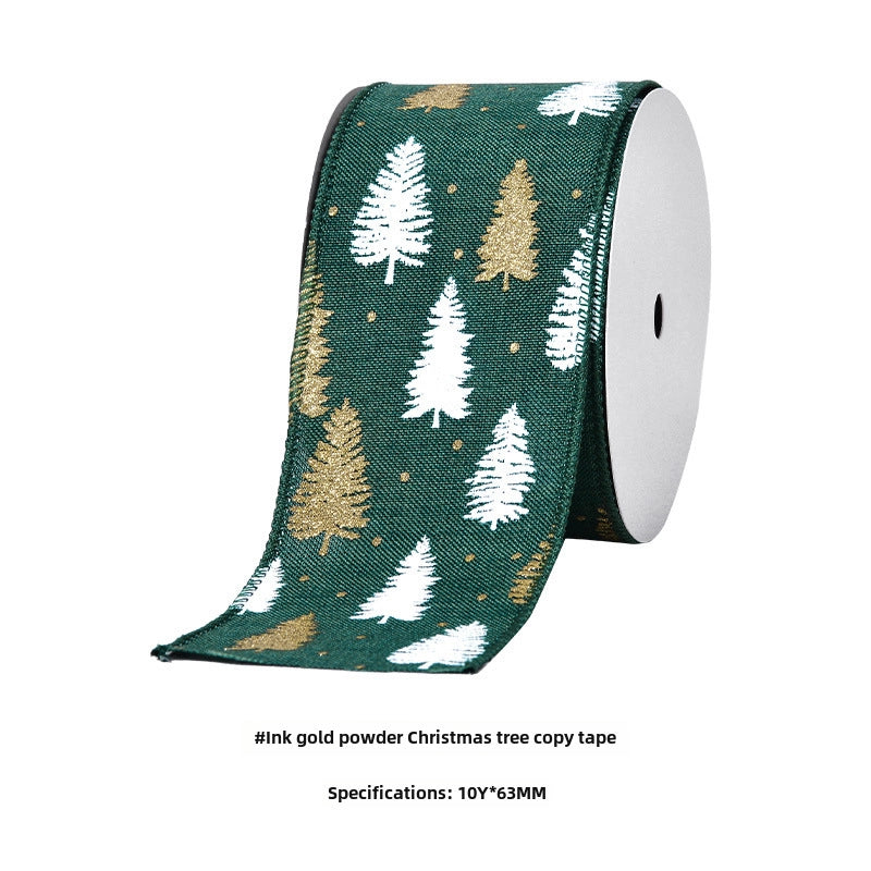 YAMA Boutique Christmas Snow Velvet Copy Edge Ribbon Christmas Decoration Ribbon Christmas Tree Gift Packaging Iron Wire Ribbon