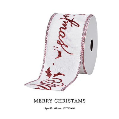 YAMA Boutique Christmas Snow Velvet Copy Edge Ribbon Christmas Decoration Ribbon Christmas Tree Gift Packaging Iron Wire Ribbon