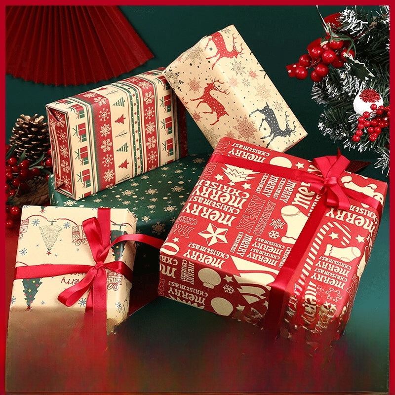 Christmas Gift Wrapping Paper Thickened Christmas Cowhide Wrapping Paper Christmas Tree Elk Gift Box Wrapping Paper