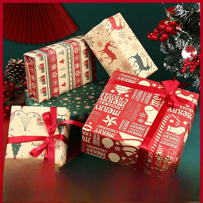 Christmas Gift Wrapping Paper Thickened Christmas Cowhide Wrapping Paper Christmas Tree Elk Gift Box Wrapping Paper