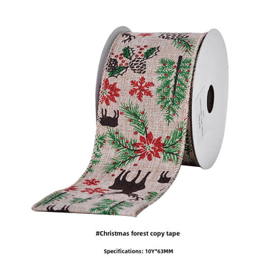 YAMA Boutique Christmas Snow Velvet Copy Edge Ribbon Christmas Decoration Ribbon Christmas Tree Gift Packaging Iron Wire Ribbon