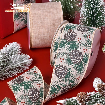 YAMA Boutique Christmas Snow Velvet Copy Edge Ribbon Christmas Decoration Ribbon Christmas Tree Gift Packaging Iron Wire Ribbon