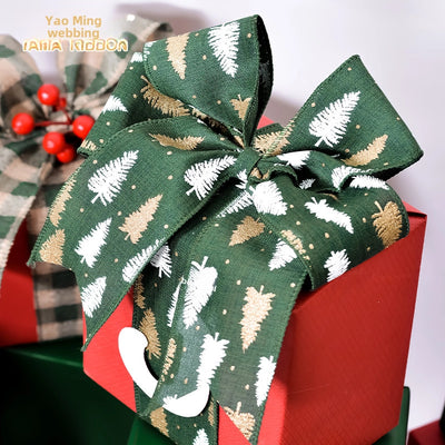 YAMA Boutique Christmas Snow Velvet Copy Edge Ribbon Christmas Decoration Ribbon Christmas Tree Gift Packaging Iron Wire Ribbon