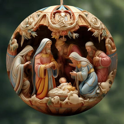 Independent Station Nativity Christmas Ornament Acrylic 3D Effect Christmas Hanging Ornaments