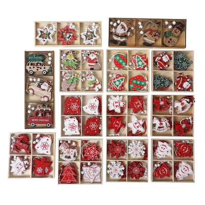 Christmas Cute Christmas Tree Santa Claus Bell Wood Party Festival Hanging Ornaments Decorations Hanging Ornaments