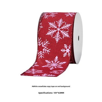 YAMA Boutique Christmas Snow Velvet Copy Edge Ribbon Christmas Decoration Ribbon Christmas Tree Gift Packaging Iron Wire Ribbon