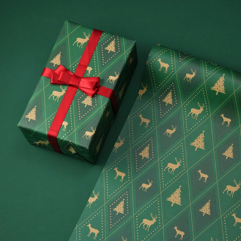 Christmas Gift Wrapping Paper Thickened Christmas Cowhide Wrapping Paper Christmas Tree Elk Gift Box Wrapping Paper