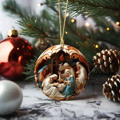 Independent Station Nativity Christmas Ornament Acrylic 3D Effect Christmas Hanging Ornaments